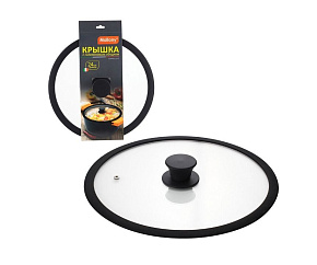 MALLONY Крышка стеклянная с силиконовым ободком CAPPELLO, 24 см диа, сил ручка (003544) Крышка