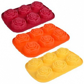 VETTA Форма силиконовая 6 ячеек, 28x18x3см, "Розы", 3 цвета, HS-060 891-007 Форма для выпечки