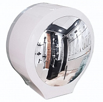 GFMARK 918 Диспенсер для туалетной бумаги-барабан ПРЕМИУМ, пластиковый, БЕЛЫЙ с ЗЕРКАЛОМ, с ключем Контейнер для туалетной бумаги