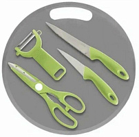 MALLONY Набор кухонный CLASSICO (5 предметов): нож 2шт., ножницы, овощечистка, разделочная доска (008668)