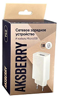 AKSBERRY (6900221570013) T40 1USB 24A + MicroUSB (белый) СЗУ