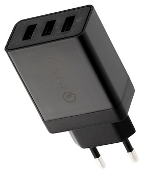 REXANT (18-2215) Сетевое зарядное устройство-переходник REXANT 3xUSB адаптер, 30W черное СЗУ