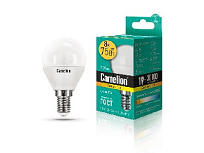 CAMELION (12391) LED8-G45/830/E14/8Вт Лампа светодиодная