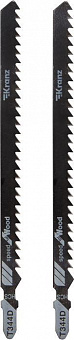 KRANZ (KR-92-0309) Пилка для электролобзика по дереву T344D 152 мм 6 зубьев на дюйм 8-100 мм (2 шт./уп.) Пилка