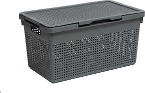 VIOLET Лофт 21л узкая с крышкой серая 562118 Корзина для хранения VIOLET Лофт 21л узкая с крышкой серая 562118