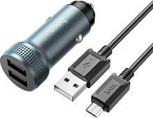 HOCO (6931474795656) Z49 Metal grey АЗУ 2USB 2.4A для micro USB АЗУ