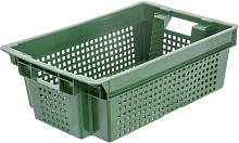 ТАРА.РУ 102 МСК зеленый полимерный 600х400х200 перфорированный (28418) Ящик ТАРА.РУ 102 МСК зеленый полимерный 600х400х200 перфорированный (28418)