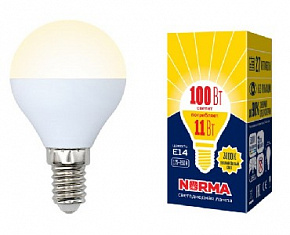 VOLPE (UL-00003832) LED-G45-11W/WW/E14/FR/NR Форма шар матовая Серия Norma 3000K Лампа светодиодная