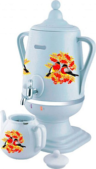 ДОБРЫНЯ DO-433 Снегирь на белом бел/кер. 4л Самовар электрический