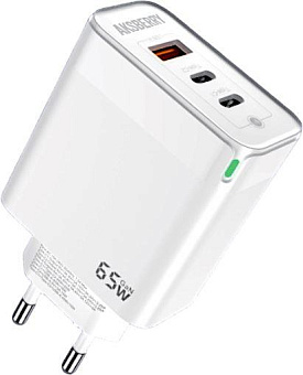 AKSBERRY (6974929200114) T50 USBC+USBC+ USBA QC3.0 65w (белый) СЗУ