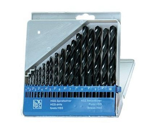 SPARTA Набор сверл по металлу, 1-10 мм, (через 0,5 мм), HSS, 19 шт, пластиковый бокс, цилиндрический хвостовиковик 723705 Набор сверл