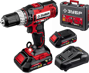 ЗУБР ДШУ-185-22 18В, 2аккум., кейс Дрель аккумуляторная