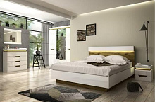 АНРЭКС TORINO Кровать 160 с подъемником белый/Дуб наварра Модульная мебель