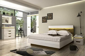 АНРЭКС TORINO Кровать 160 с подъемником белый/Дуб наварра Модульная мебель