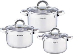 ALBERG AL-2018 (набор: 1,9л, 2,6л, 3,7л) Набор кастрюль