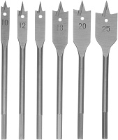 СИБРТЕХ Набор сверл перовых по дереву, 10-12-16-18-20-25 мм, 6 шт, шестигранный хвостовик 704155 Набор сверл