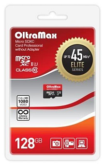 OLTRAMAX MicroSDXC 128GB Class 10 UHS-1 Elite [OM128GCSDXC10UHS-1-ElU1 w] Карта памяти