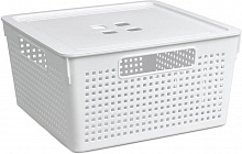 VIOLET Коробка для хранения квадратная "Лофт" с крышкой 11л 294х294х151 (белый) 6911106