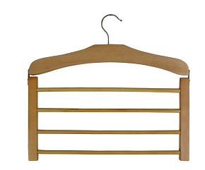 РЫЖИЙ КОТ Вешалка деревянная SS2 для брюк, 4 перекладины. (311368) Вешалка деревянная