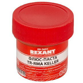 REXANT (09-3691) ФЛЮС ДЛЯ ПАЙКИ , ПАСТА TR-RMA KELLER, 20 МЛ, БАНКА Флюсы для пайки