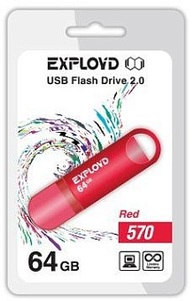 EXPLOYD 64GB 570 красный [EX-64GB-570-Red] USB флэш-накопитель