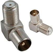 СИГНАЛ (1672) Переходник F гн. - TV шт. метал. угл Кабель, переходник