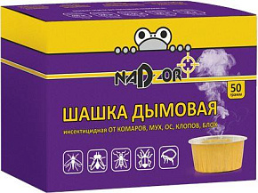NADZOR Дымовая инсектицидная шашка (от мух, комаров, ос, клопов, блох) 50 гр, DUM124 Дымовая инсектицидная шашка