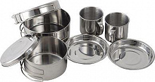 ECOS Набор посуды походный Camp-S11 из нержавеющей стали (8 предметов) 106940 Набор посуды походный