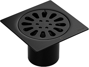 САНАКС 1192 Трап 100 х 100 мм, выход 50 мм вертикальный, перфорированная крышка, из нержавеющей стали, с гидрозатвором, цвет ЧЕРНЫЙ Трап