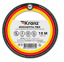 KRANZ (KR-09-2003) ИЗОЛЕНТА ПВХ 0.13Х15 ММ, 10 М, ЗЕЛЕНАЯ Изоляционная лента