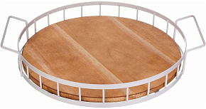 AGNESS 917-133 БЕЖЕВЫЙ из дерева с метал.ручками 40*35*7см Поднос