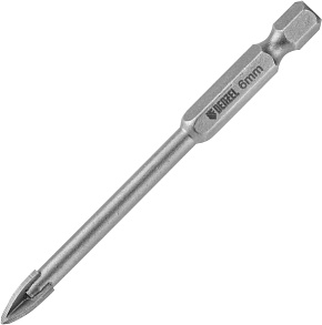 DENZEL Сверло по керамической плитке 6 мм, крестовая пластина, 6-гр. хвостовик//