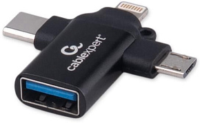 ГАРНИЗОН (21924) GCC-A-USB3-CMAF, Type-C(M)/AF, QC3.0, с поддержкой OTG, метал.корпус, черный, пакет