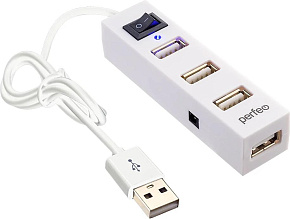 PERFEO (PF D0801) USB-HUB 4 Port, (PF-H045 White) белый