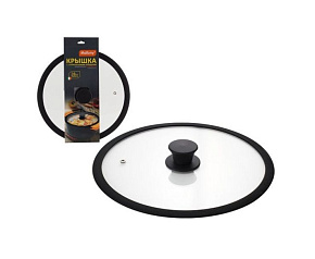 MALLONY Крышка стеклянная с силиконовым ободком CAPPELLO, 28 см диа, сил ручка (003546) Крышка MALLONY Крышка стеклянная с силиконовым ободком CAPPELL