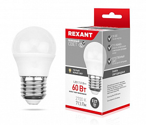 REXANT (604-034) (GL) 7,5 ВТ E27 713 ЛМ 2700 K Лампа светодиодная