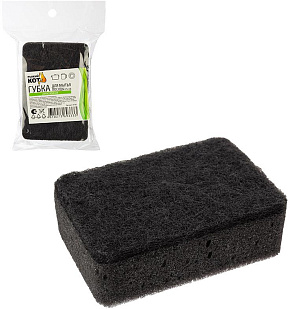 РЫЖИЙ КОТ Губка для мытья посуды двухслойная прямоугольная KS-08 (черный) (107567) Губка д/посуды