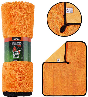 LI-SA LS0114 из суперплотной микрофибры для чистки, сушки и полировки кузова 32х43см, высокий ворс, плотность 750г/м2 48880 Салфетка для автомобиля