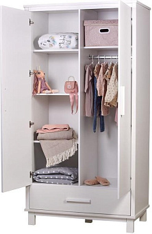 POLINI Шкаф двухсекционный Polini kids Simple 3410, с 1 ящиком, белый (4 кор) Шкаф POLINI Шкаф двухсекционный Polini kids Simple 3410, с 1 ящиком, бел