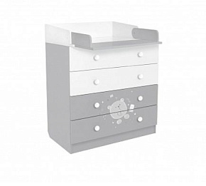 POLINI Комод Polini kids French 1580, Teddy, белый-серый (2 кор.) Комод