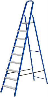 СИБРТЕХ Стремянка, 9 ступеней, стальной профиль, алюминиевые ступени 97959