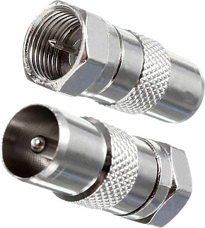 СИГНАЛ (6647) Переходник F шт. - TV шт. метал Кабель, переходник