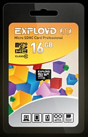 EXPLOYD MicroSDHC 16GB Class10 - б/а [EX0016GCSDHC10-W/A-AD] Карта памяти
