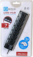 5BITES HB27-203PBK 7*USB2.0 / БП 5В-2А / 1M / BLACK Концентраторы USB