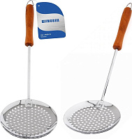 MULTIDOM Шумовка хром дерев. ручка AN50-33 Шумовка хром дерев. ручка MULTIDOM Шумовка хром дерев. ручка AN50-33