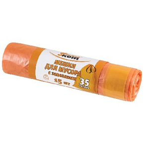 РЫЖИЙ КОТ мешки для мусора с завязками оранж. 35л 15шт/рул (310400) Мешки д/мусора