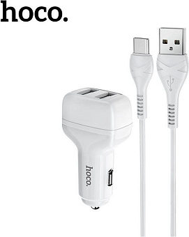 HOCO (6931474727787) Z36 White АЗУ 2USB 2.4A для Type-C АЗУ