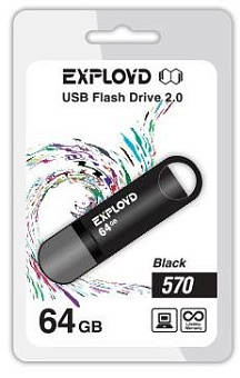 EXPLOYD 64GB 570 черный [EX-64GB-570-Black] USB флэш-накопитель