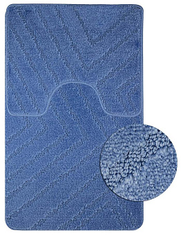 САНАКС 00289 CLASSIC UNI ПОЛОСКИ Коврик в ванную двойной СИНИЙ 55х90+45х55 см 100% полиэстер Коврики для ванной