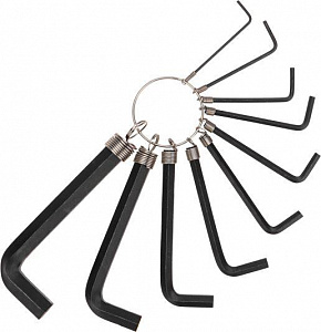 KRANZ (KR-12-5201) Набор ключей имбусовых HEX 1,5-10 мм, CrV, 10 шт., оксидированные, на кольце Имбусовый ключ